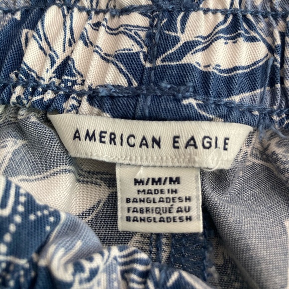 American Eagle Blue & White Floral Drawstring Shorts M - Picture 6 of 6